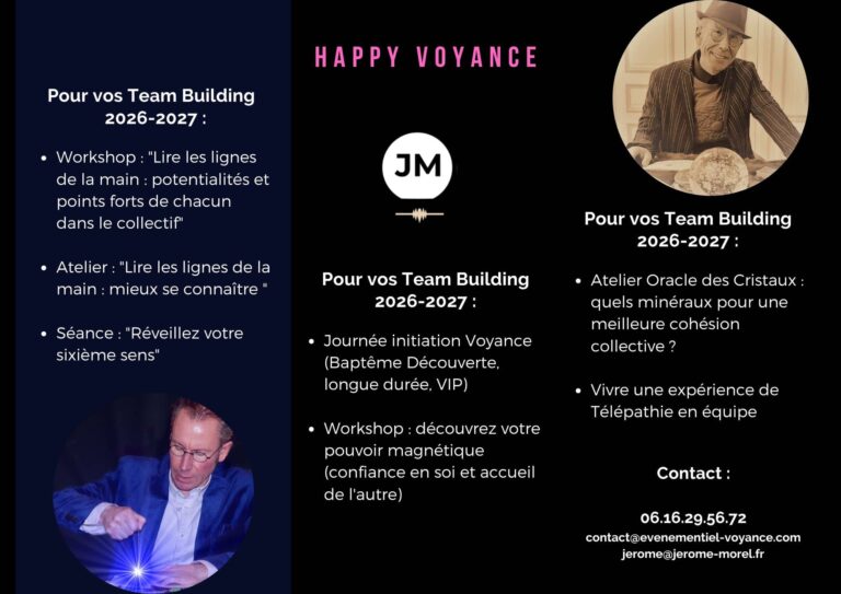 Exemples d'Ateliers de team building voyance avec Jérôme Morel Voyant